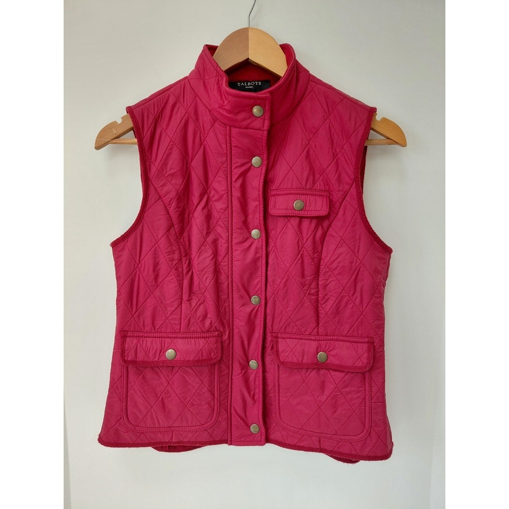Talbots‎ Fleece Lined Quilted Vest Red Women's Petite Small